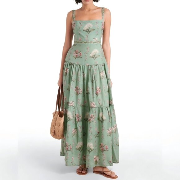 Agua By Agua Bendita Green Floral Maxi Dress - Picture 1 of 11